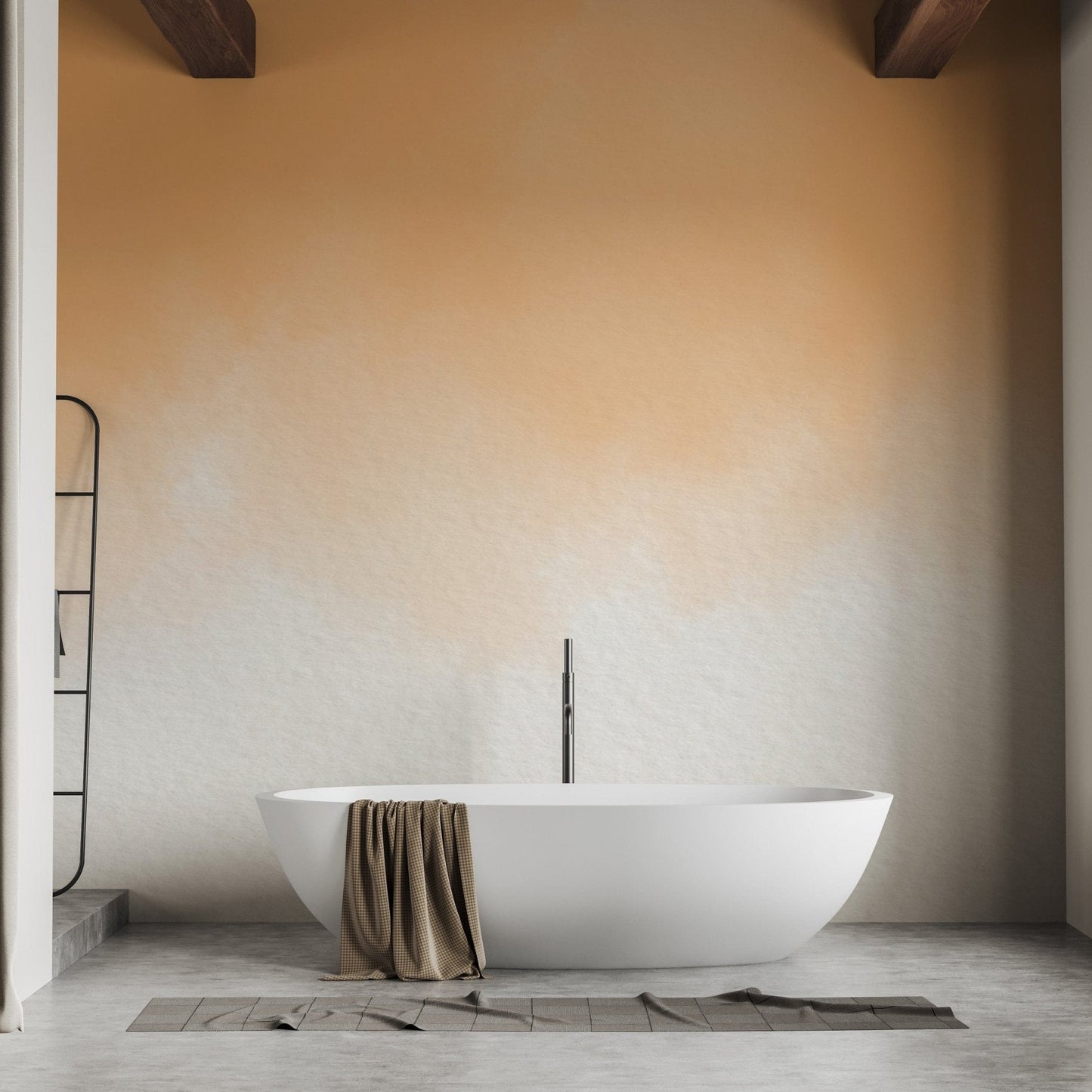 Elegant watercolor wash wallpaper for bathroom interiors.