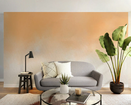 Serene peach watercolor wallpaper for living room walls., B340