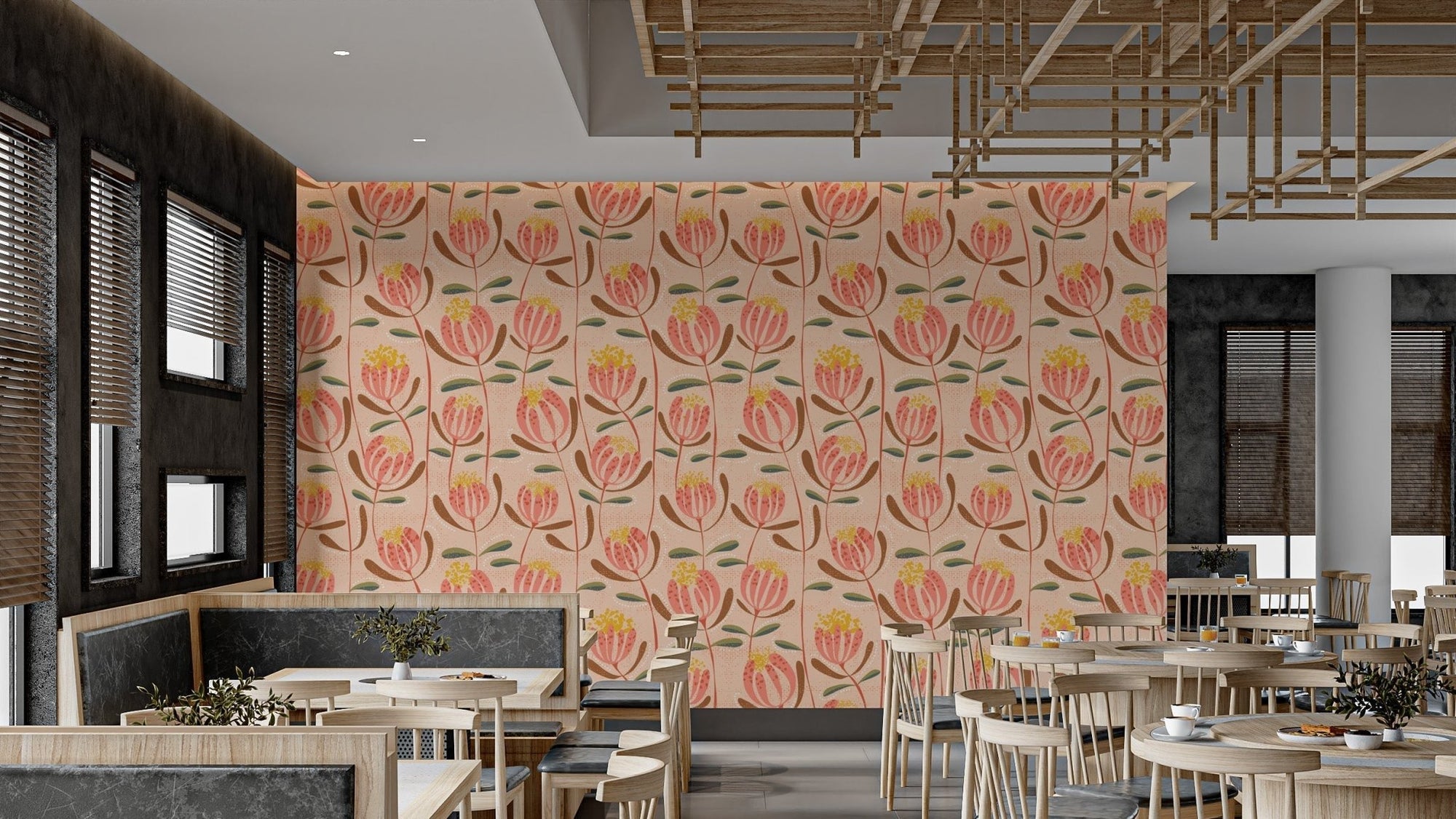 Peach-inspired Skandi wallpaper for cozy spaces, AN58