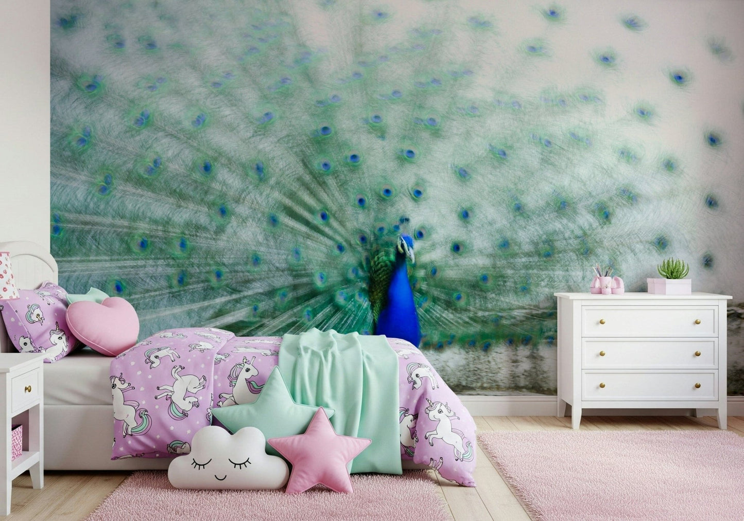 A beautiful modern art wall mural of delicate lines.