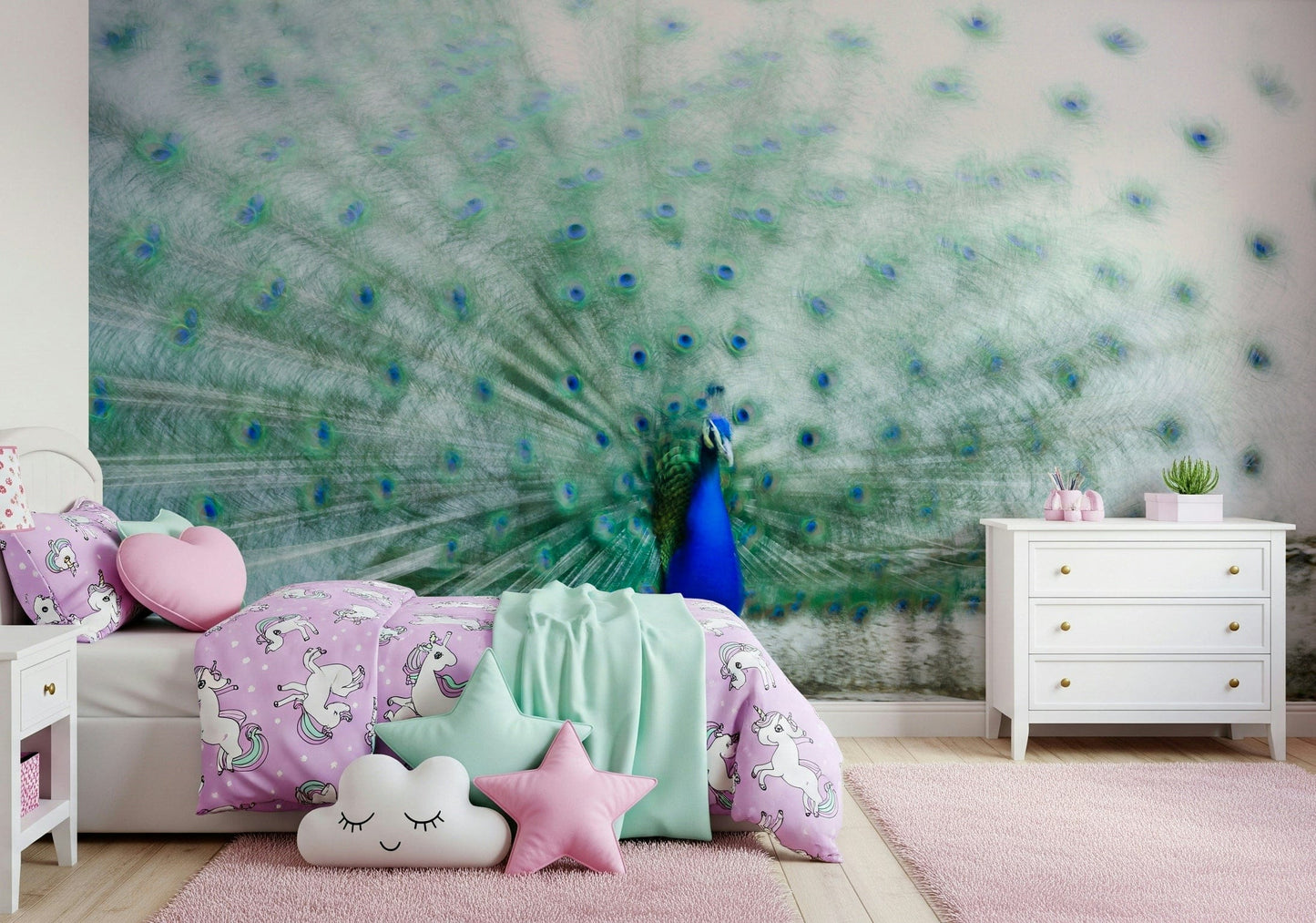 A beautiful modern art wall mural of delicate lines.