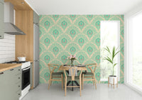 Exotic wallpaper with peacock motifs

