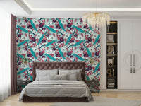 Classic wall mural with peacock print
