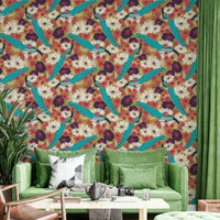 Warm gold peacock feathers wall mural