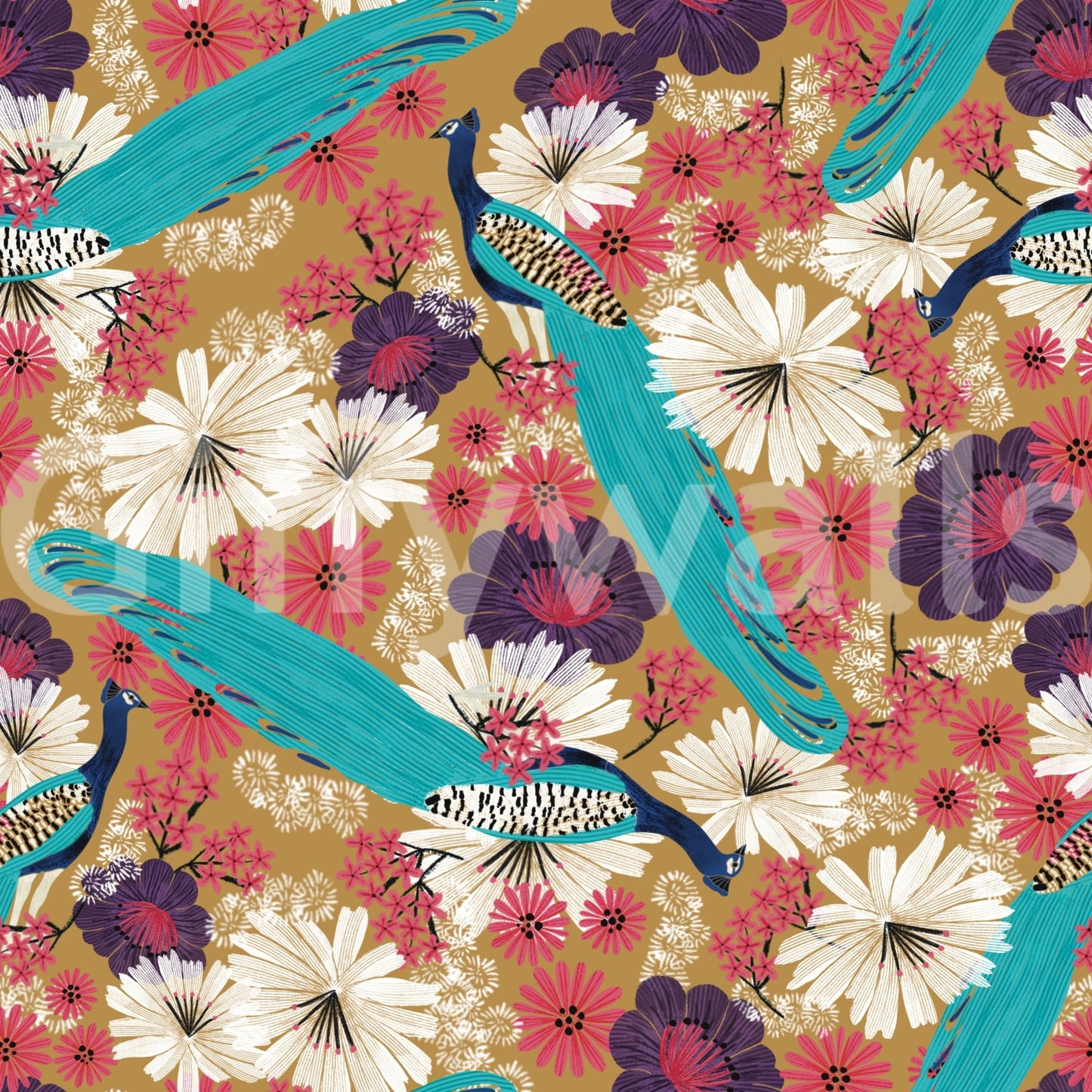 Sophisticated wall mural with gold texture