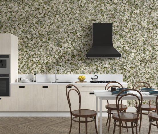 Minimalist white blossom wallpaper mural design DTLI12
