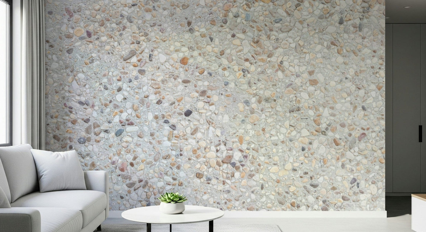 Sunroom accent wall with the natural Pebble Beach Texture Wall Mural.