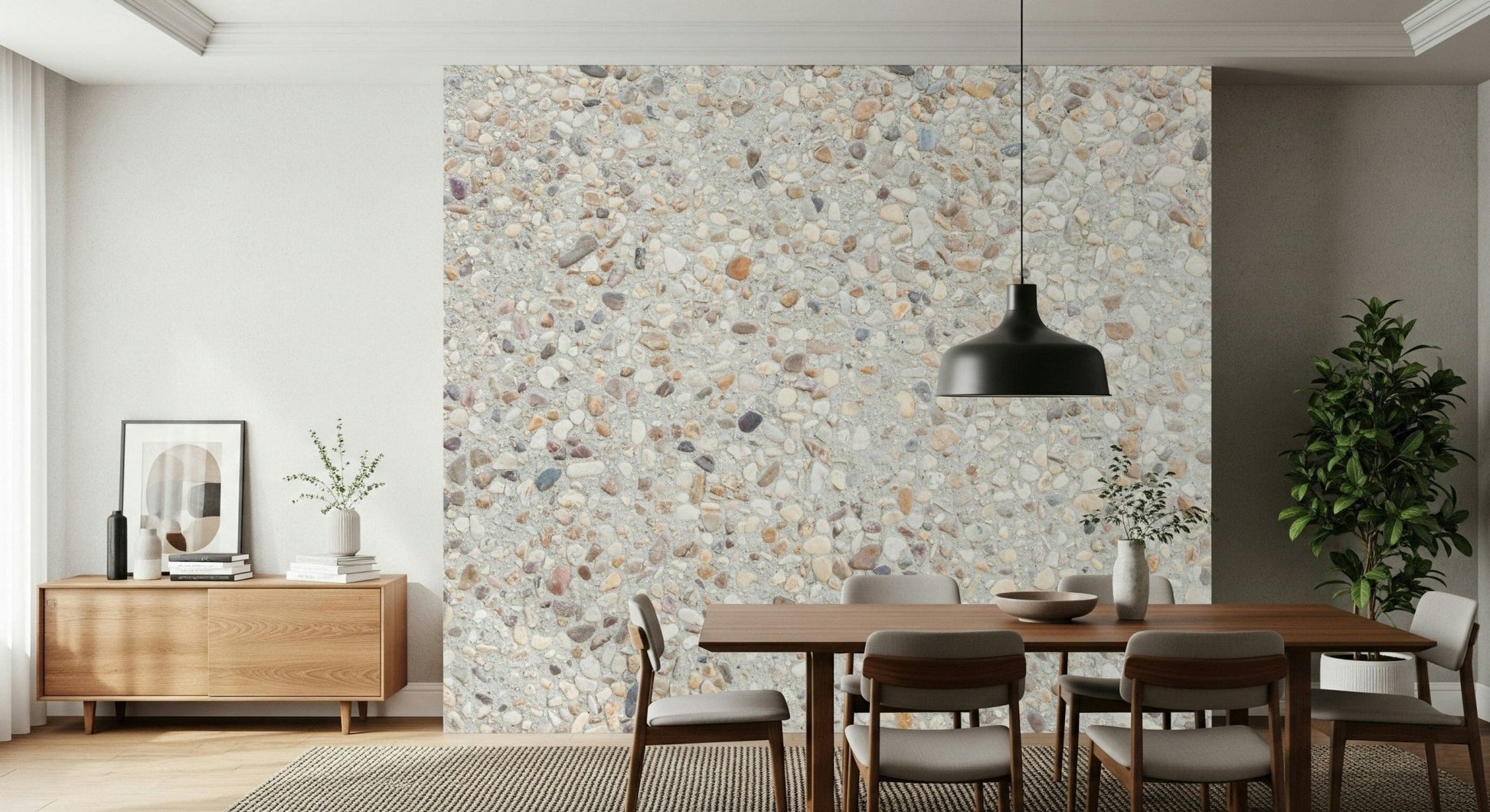 Detailed view of the small stones Pebble Beach Texture Wall Mural pattern.