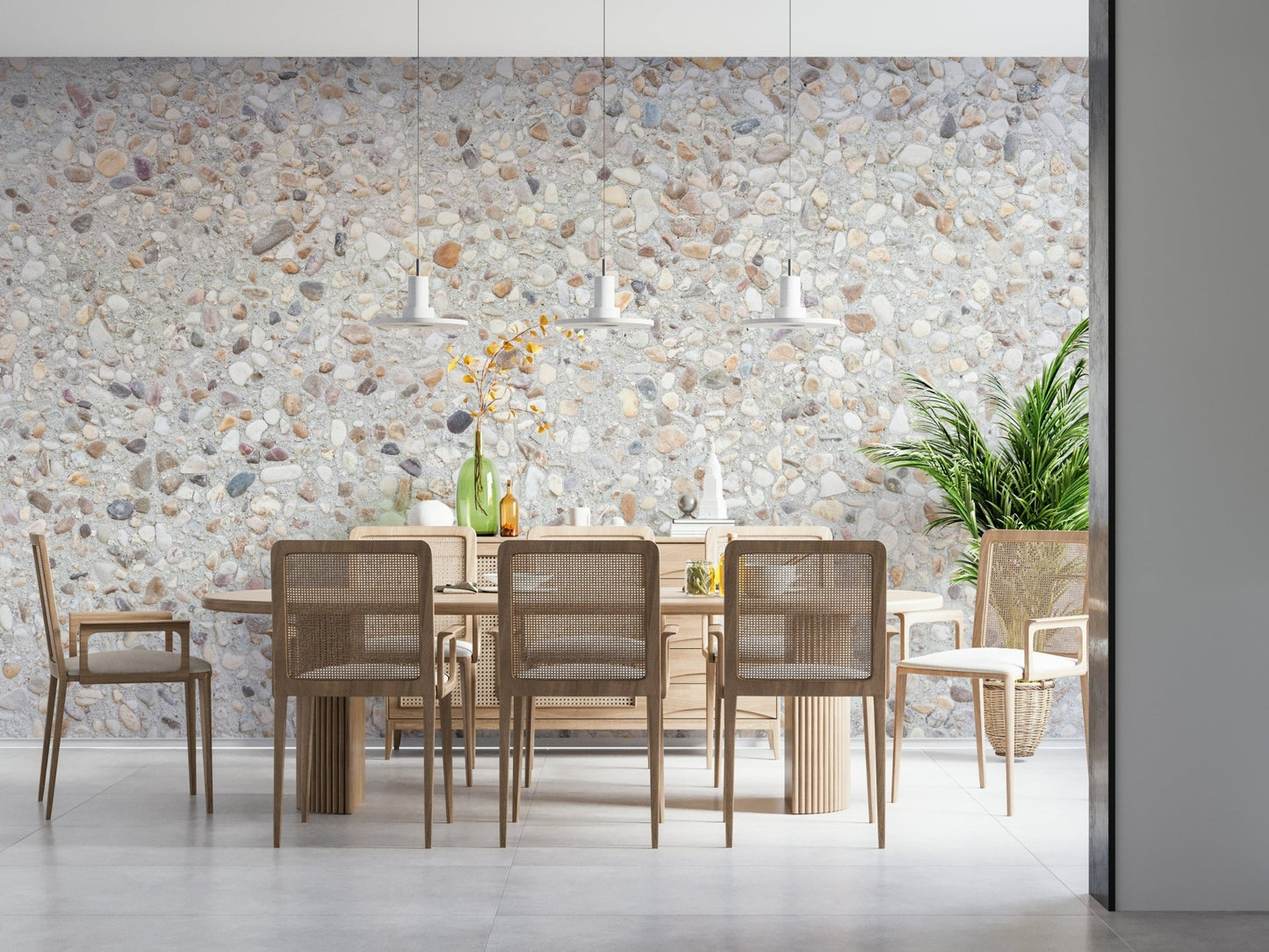 Pebble Beach Texture Wall Mural creating a calming feature wall.