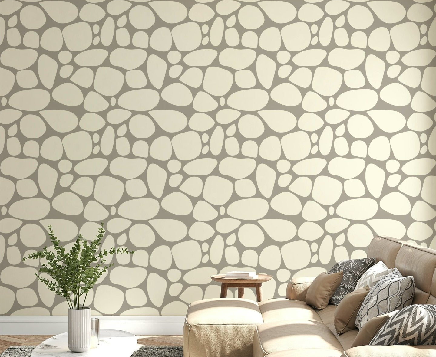 Natural Pebble Beach wallpaper irregular organic shape design., GD7121