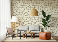 Creamy white Pebble Beach wall mural soft interlocking stones.