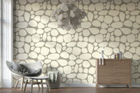 Seamless Pebble Beach mural rounded rock wall illustration.