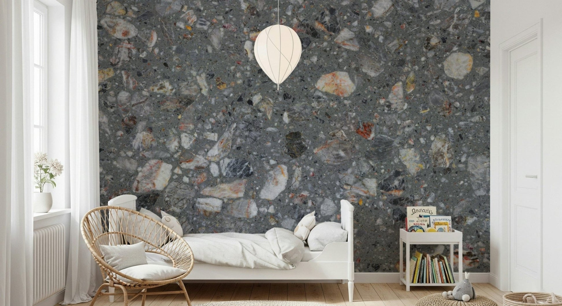 Wallpaper for walls, Pebble Stone design, rustic mineral chips.