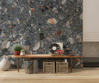 Tile look wallpaper, durable appearance, grey stony background.