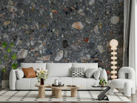 Harmony Natural Look wall mural of a speckled grey stone pattern.