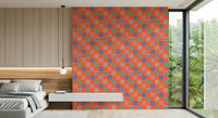 Mod style peel and stick wallpaper showcasing Peekaboo Retro Eyes Checkerboard Mint.