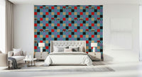 Funky Peekaboo Retro Eyes Checkerboard Red Cream wall decor accent.