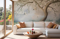 Peel & Stick Foggy Tree in Forest Wallpaper - Giffywalls