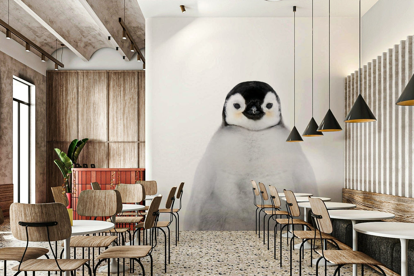 Fluffy grey and white penguin baby

