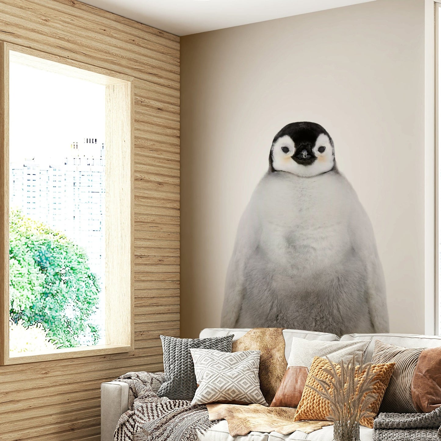 Cute baby penguin front view

