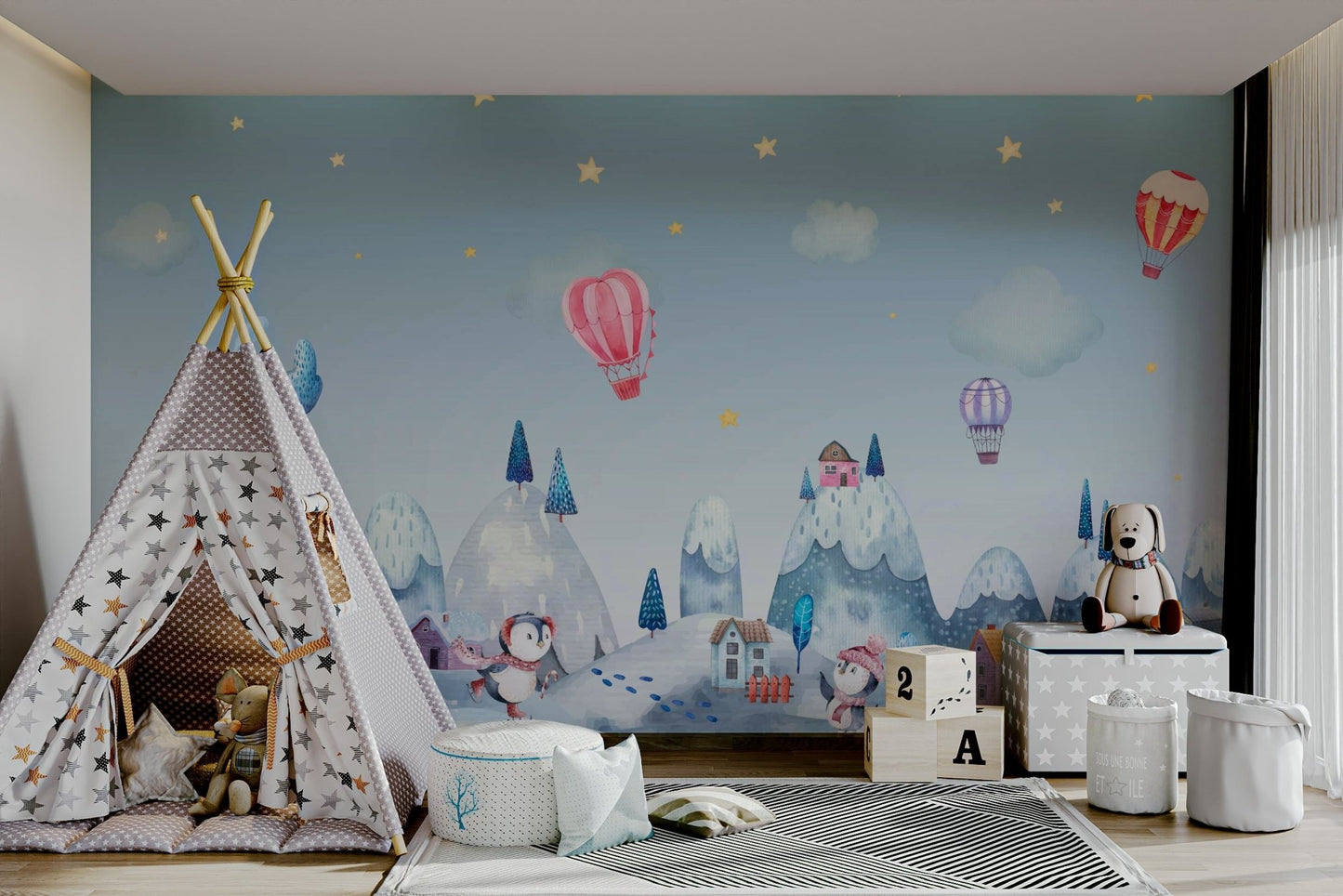 The colors are a soft blend of whites, light blues, and grays with hints of black and orange.
