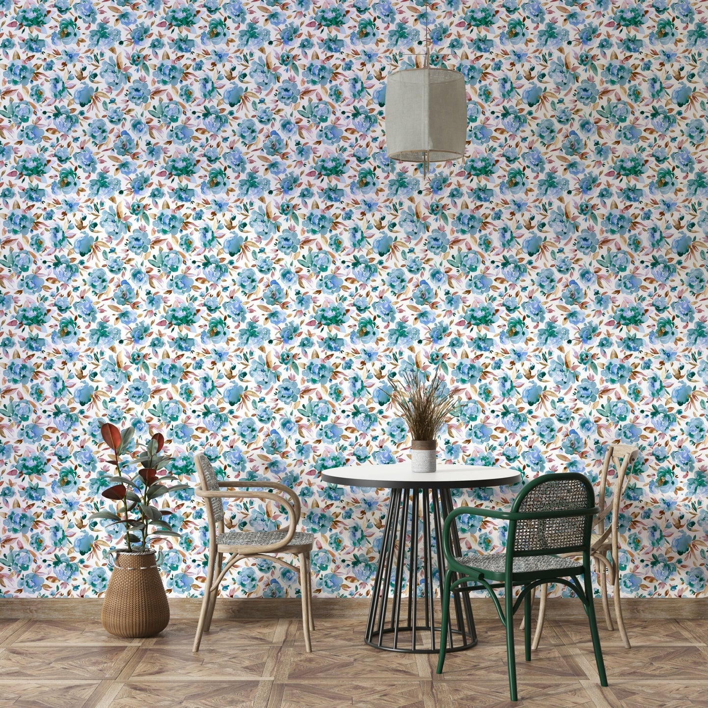 Bedroom wallpaper with peonies design

