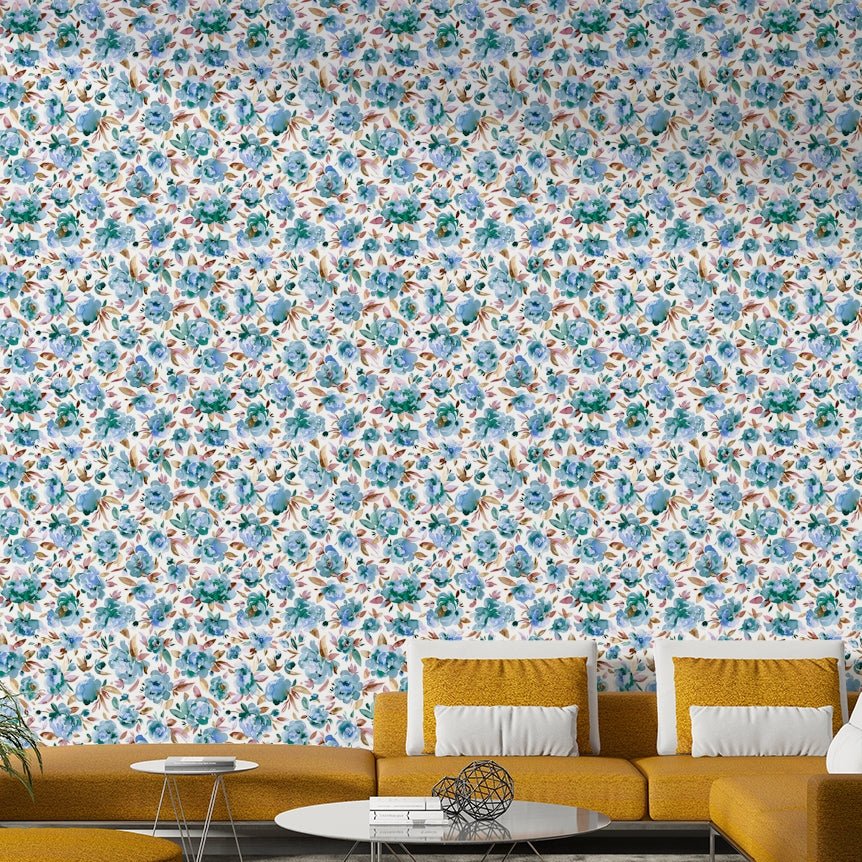 Durable wallpaper with peonies pattern

