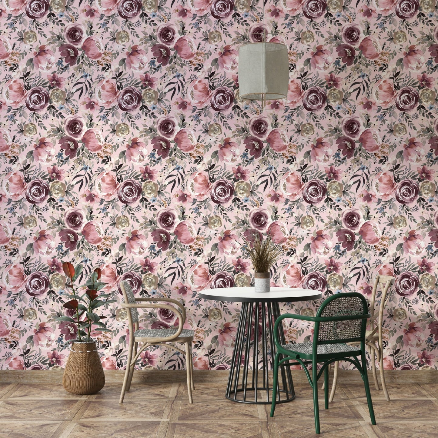 Floral mural wallpaper with pastel colors, GD984
