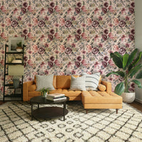 Bedroom with peonies pastel rose wall mural, GD984
