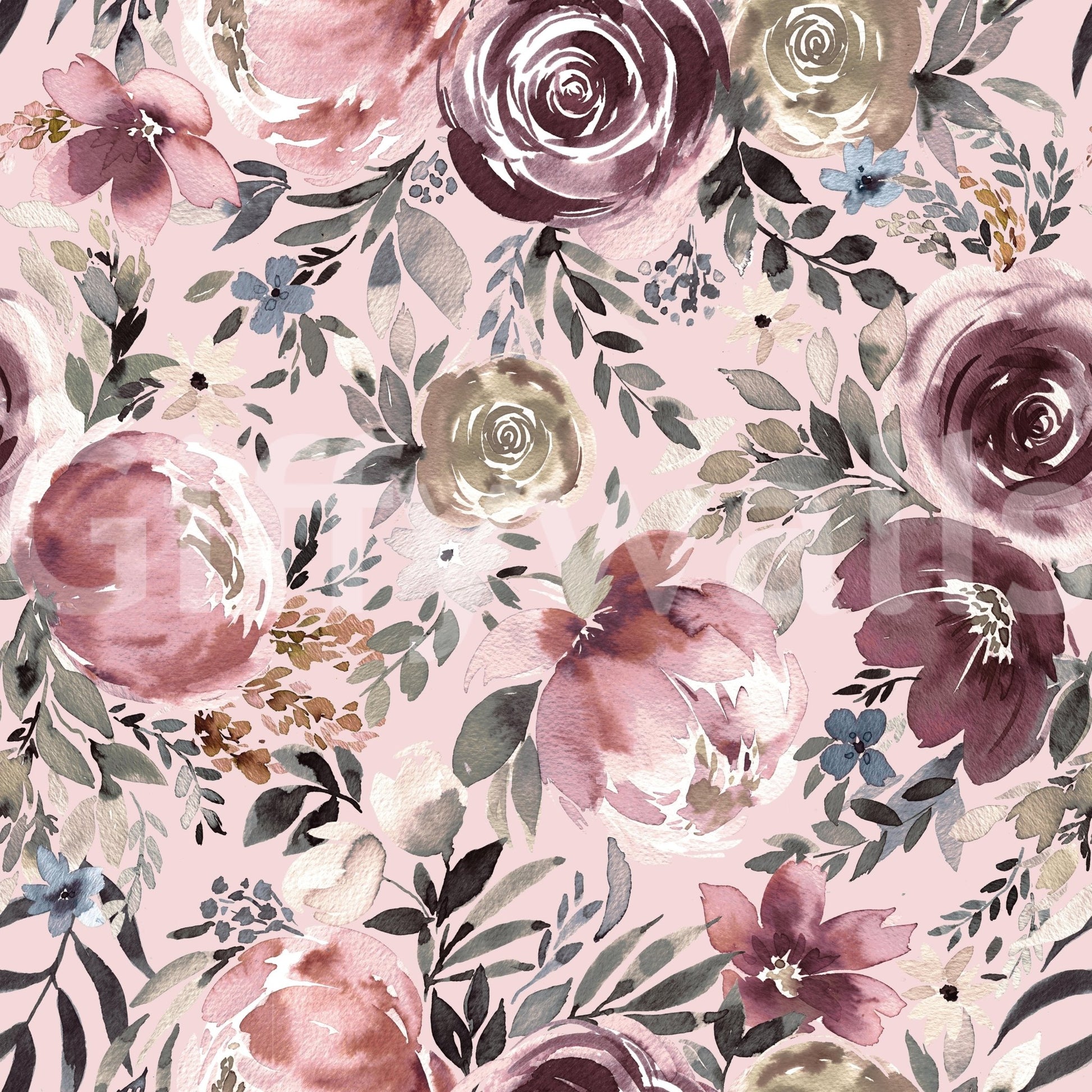Wall mural with pastel peonies pattern, GD984
