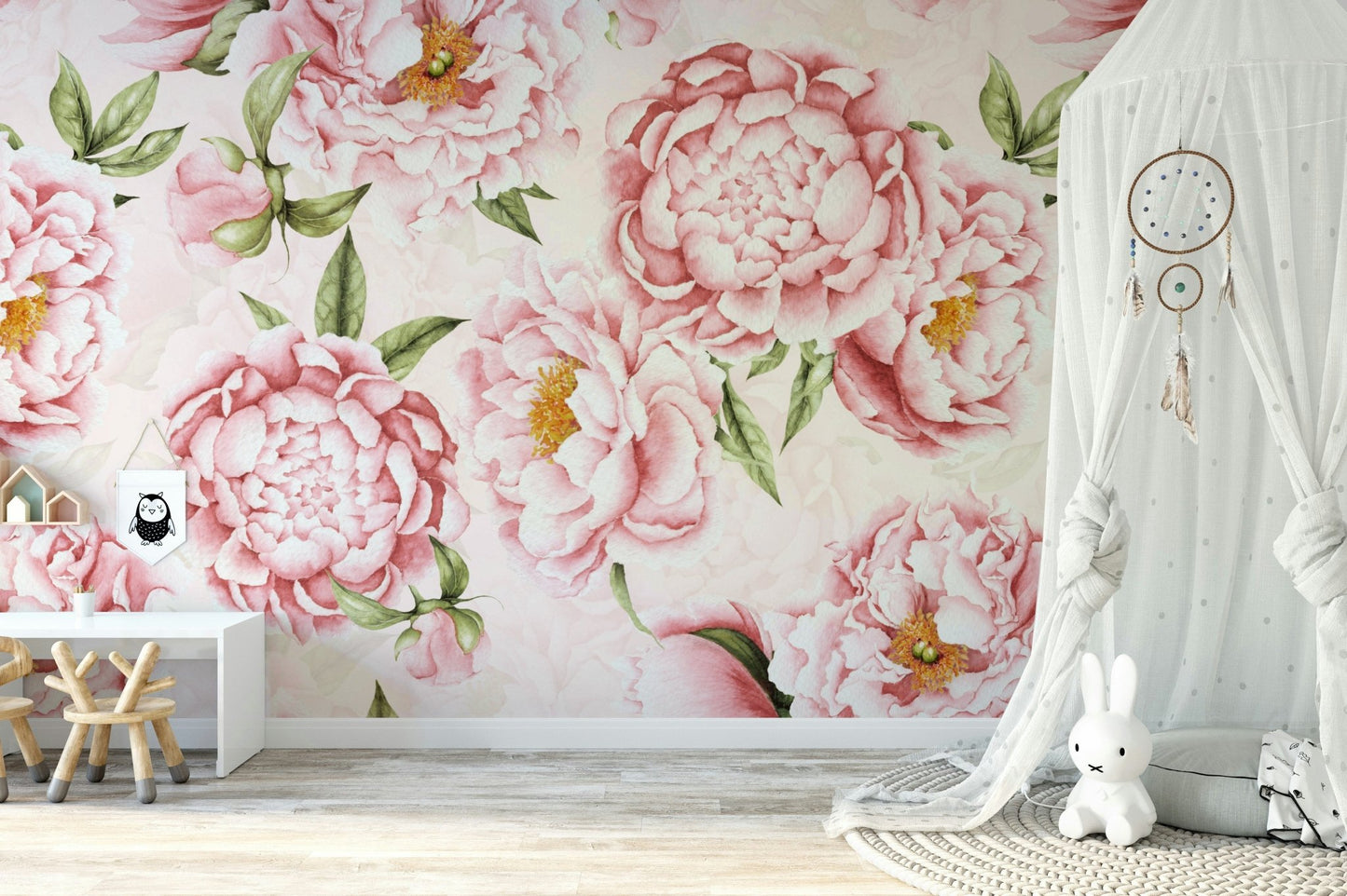 Peony Blush Blooms Garden Wall Mural