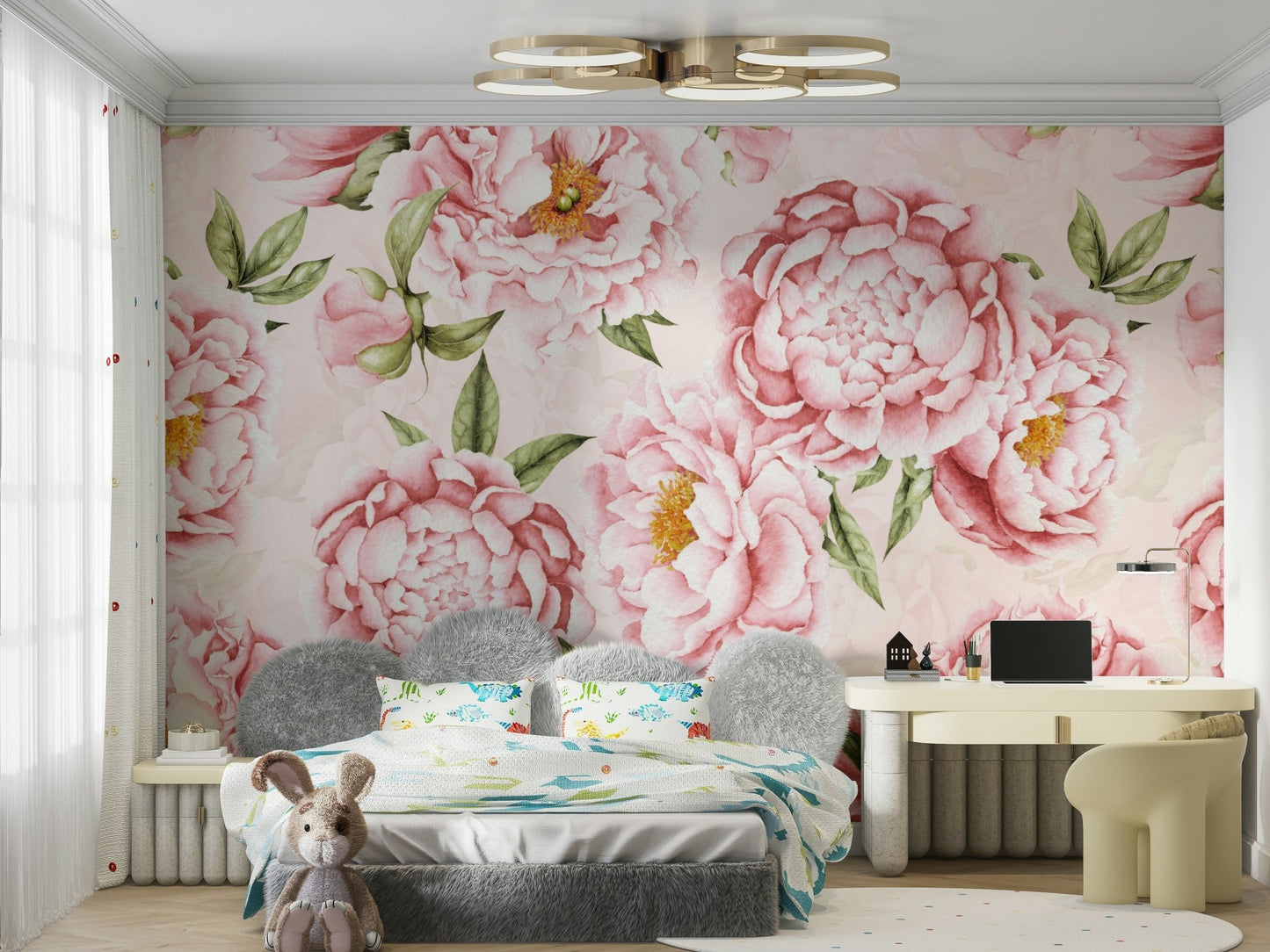 Peony Blush Blooms Garden Wall Mural