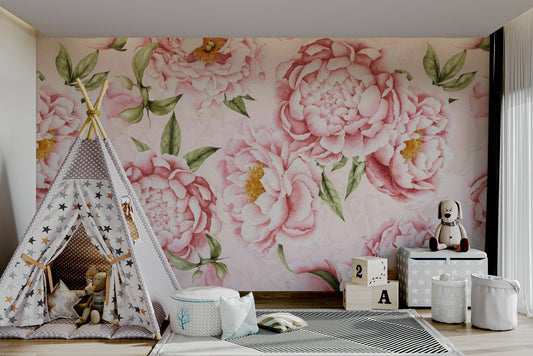 Peony Blush Blooms Garden Wall Mural
