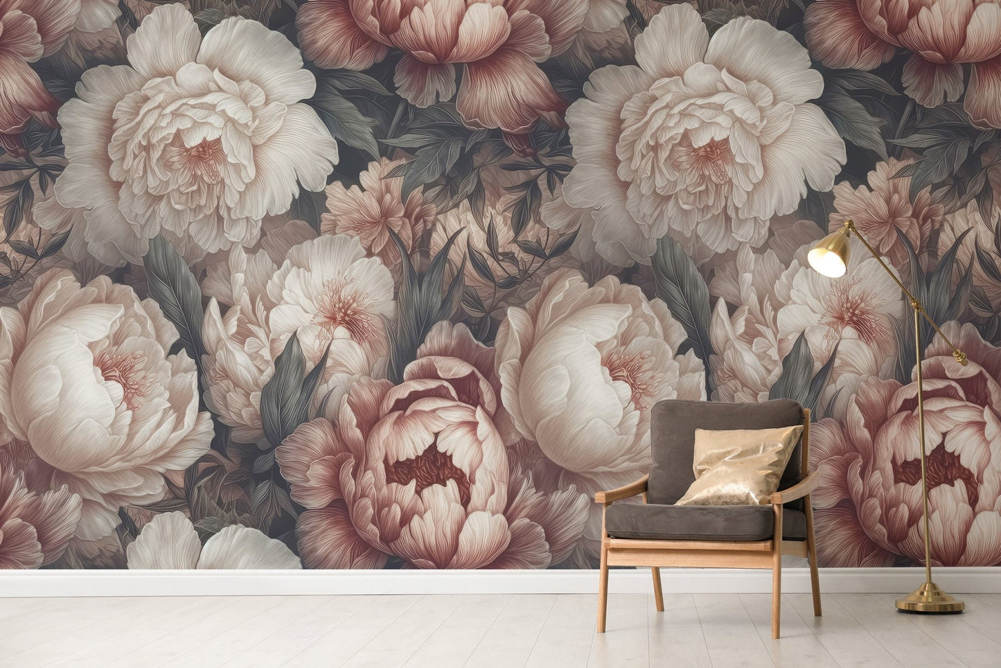 Vibrant Peony Flower Wallpaper Mural art C474