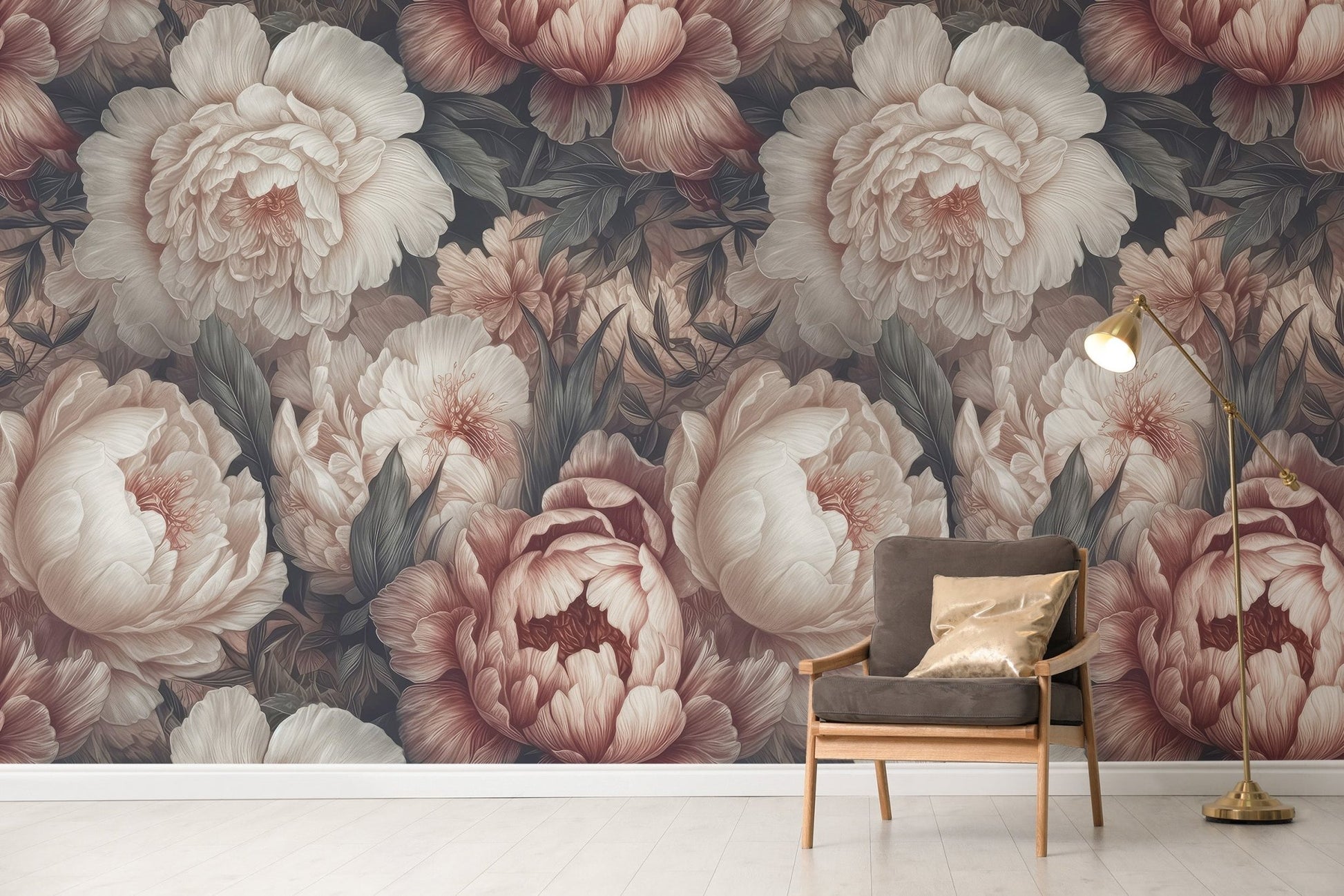 Vibrant Peony Flower Wallpaper Mural art C474