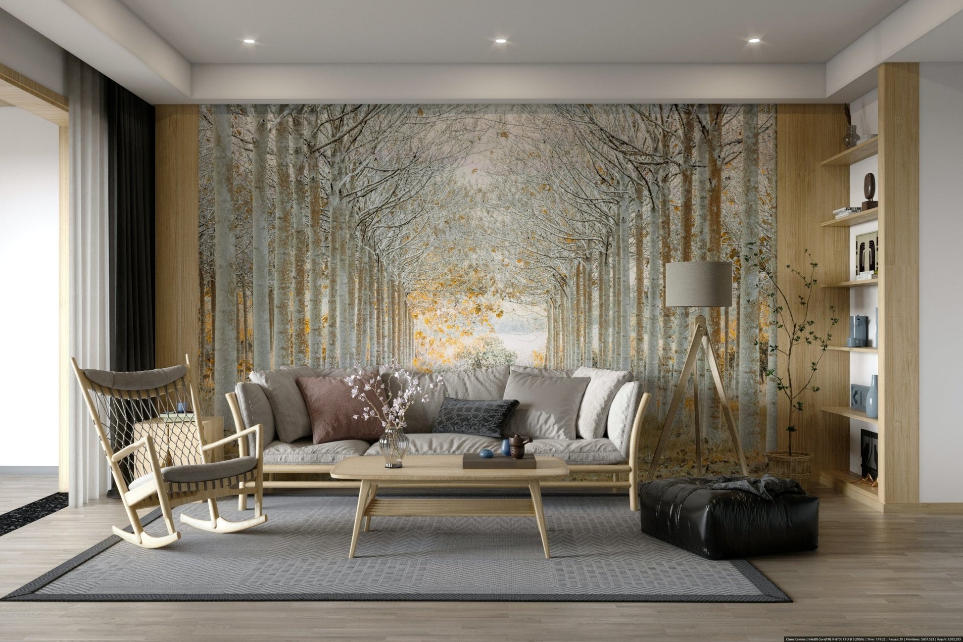 Vertical trees in forest wallpaper

