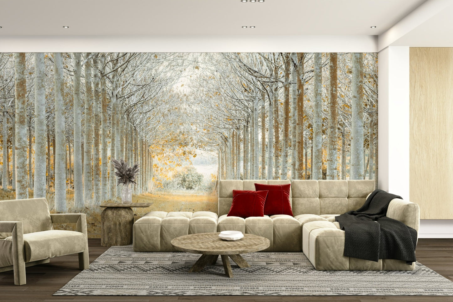 Dense forest wall design with tall trees

