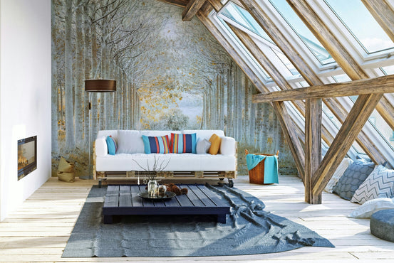 Perfectly aligned trees forest wall mural, GD2050