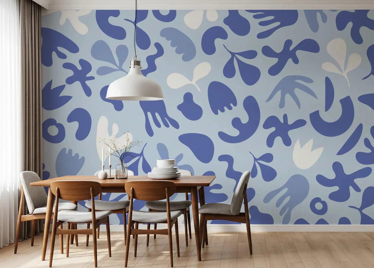 Clean modern surface from Periwinkle Flow wall mural artwork
