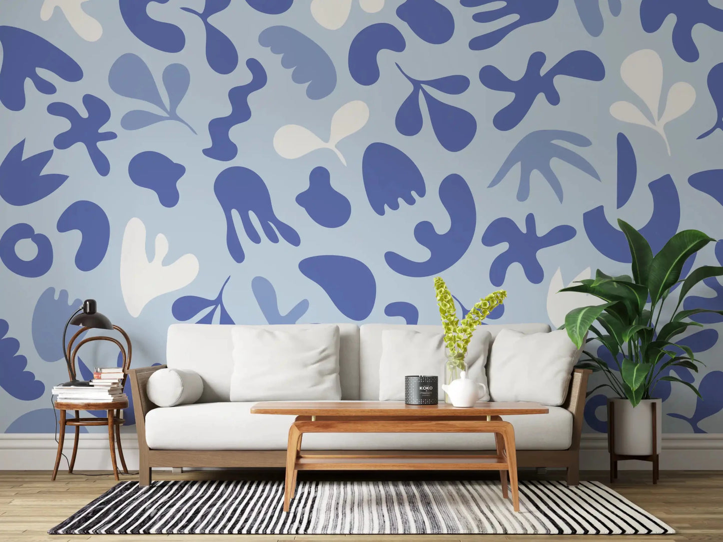 Study room featuring Periwinkle Cut wall mural on a light base