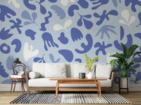Study room featuring Periwinkle Cut wall mural on a light base