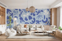 Gentle scattered forms in Periwinkle Cut wall mural composition