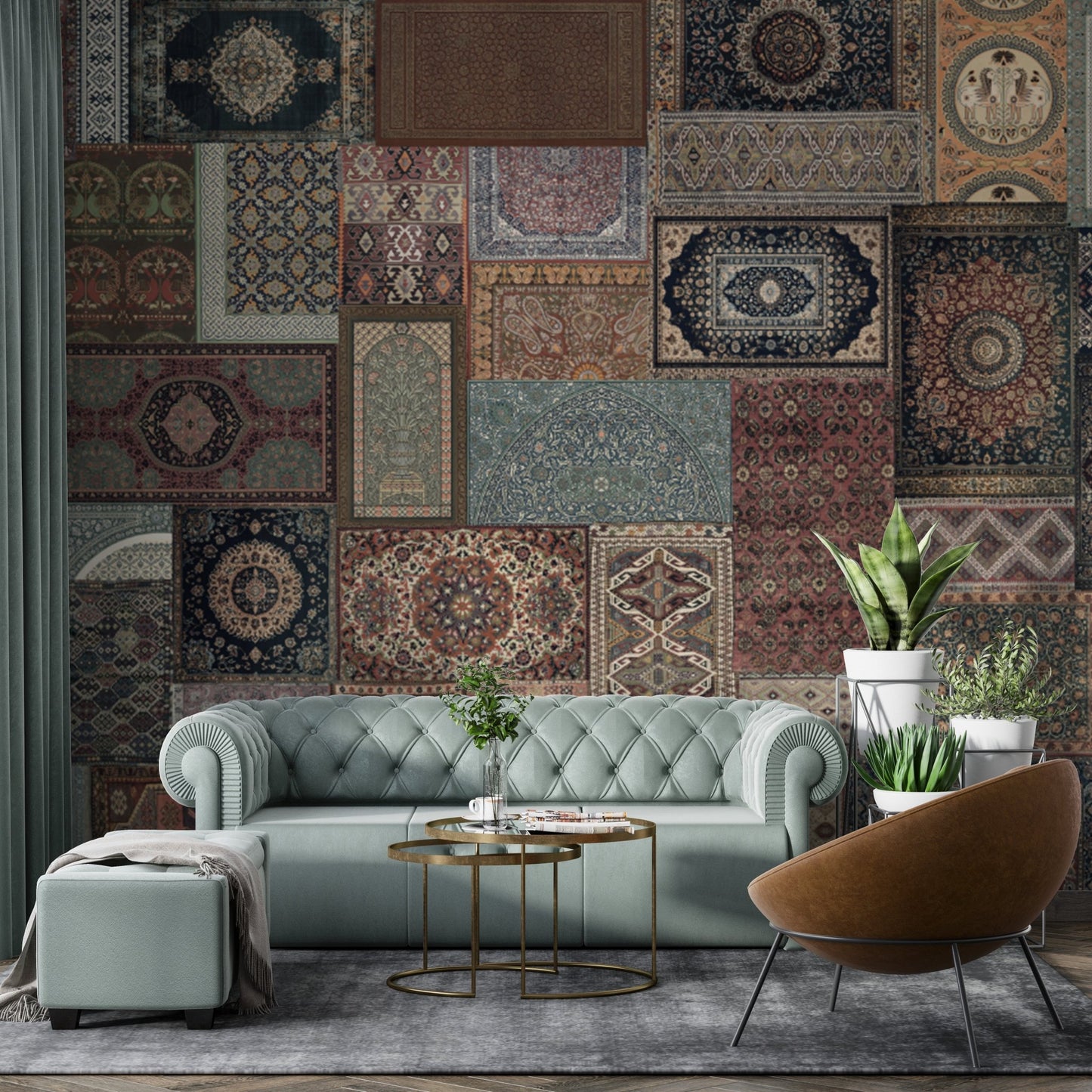 Vintage Persian carpet wall design

