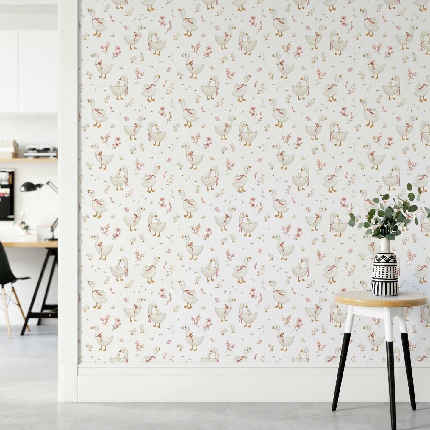Decorative floral and goose wallpaper for kids

