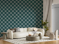 Bright modern room styled with floral lattice wallpaper and balanced decor tones, GD8236