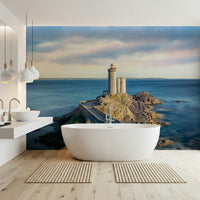 Petit Minou Lighthouse Wall Mural with a winding stone path above calm coastal water