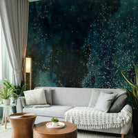 Petrol-colored galaxy mural for home or office space

