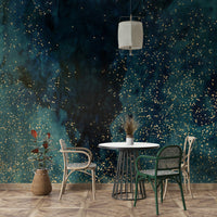 Starry night petrol galaxy wall mural for bold decor

