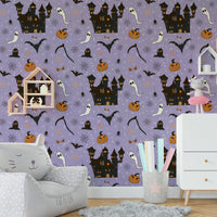 Phantom Castle Foggy Lavender bat wall mural
