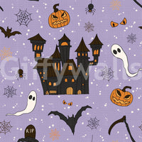 Phantom Castle Foggy Lavender moon mural wallpaper